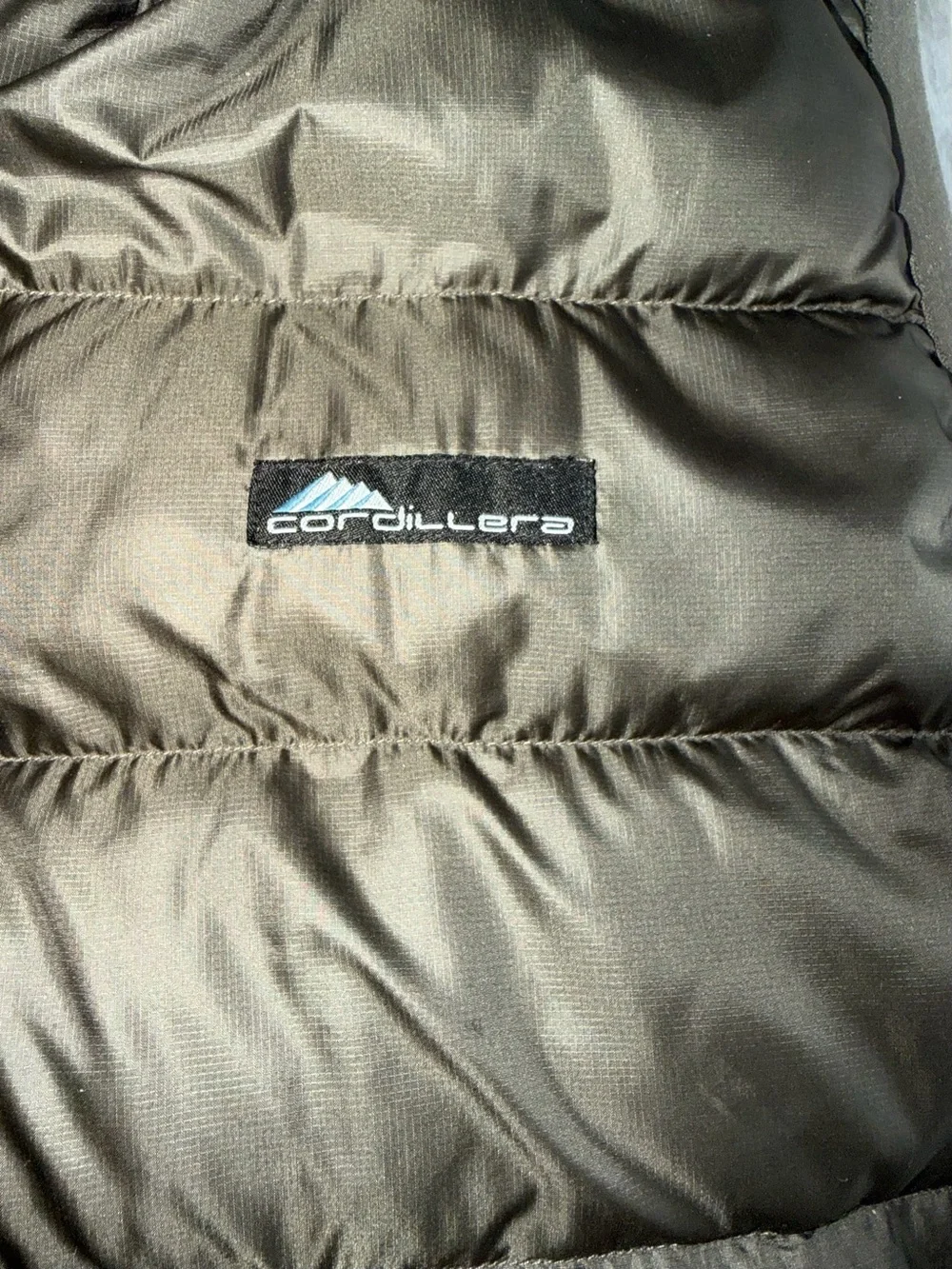 Cordillera Olive Green Puffer Vest with Orange Lining
